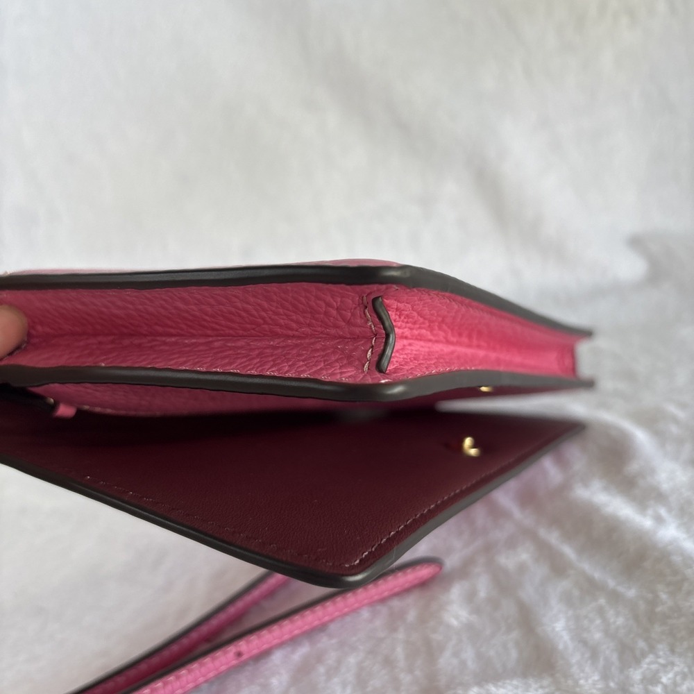 COACH Anna Foldover Crossbody Clutch Pink Pebble Leather Trompe L'oeil CH181 - Picture 8 of 16